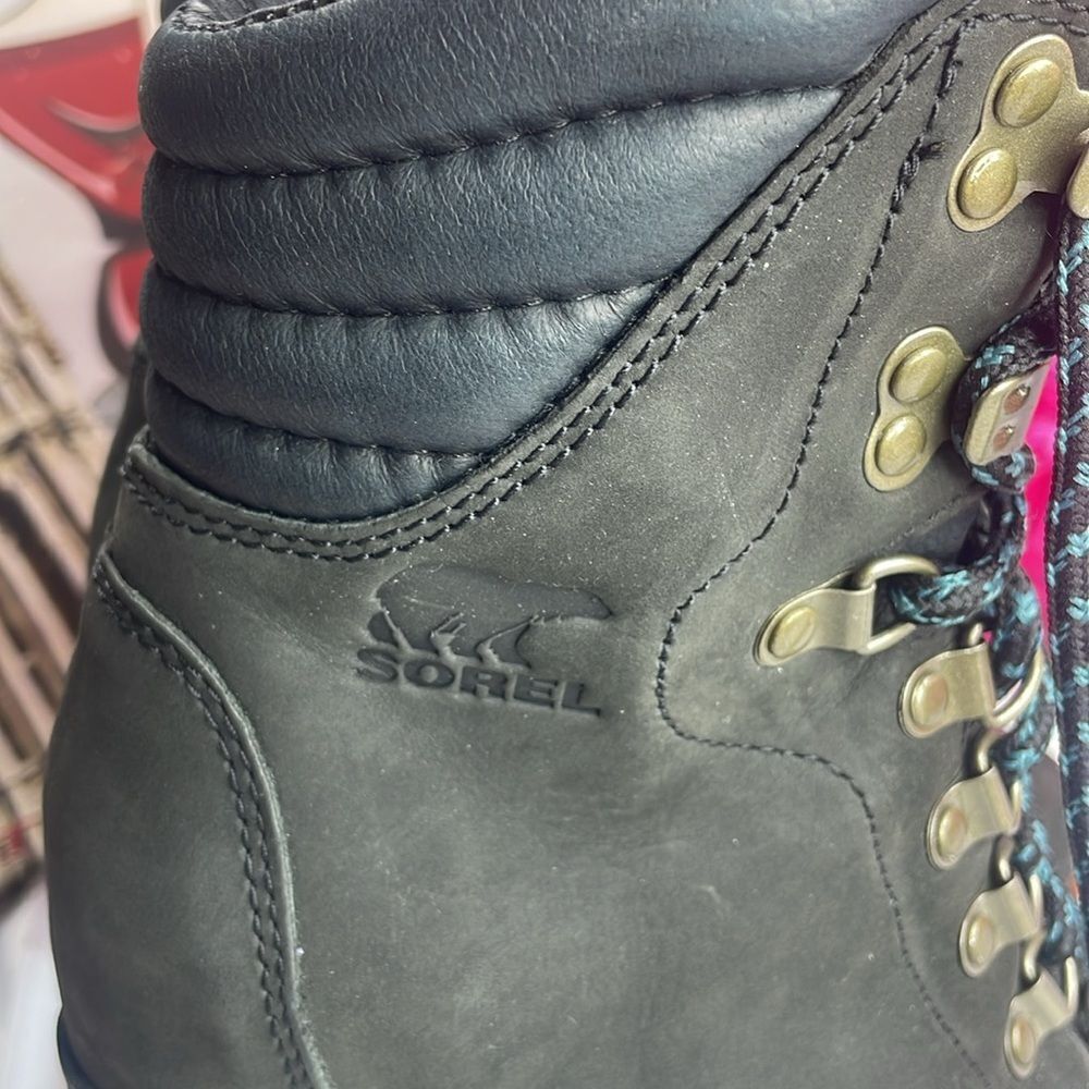 Sorel Conquest Waterproof Wedge BootsWomen's Leather Olive-Dark Grey Size 6 - Picture 10 of 15